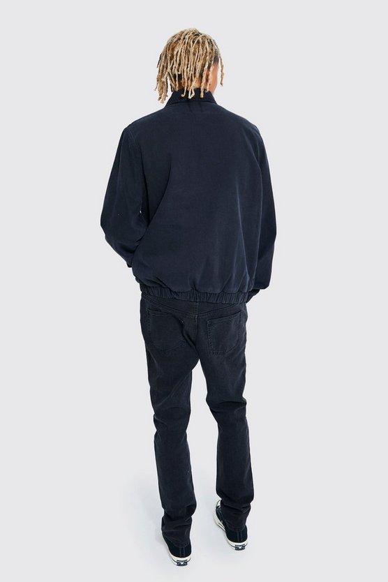 Tall kastige Denim-Bomberjacke mit Borg-Futter