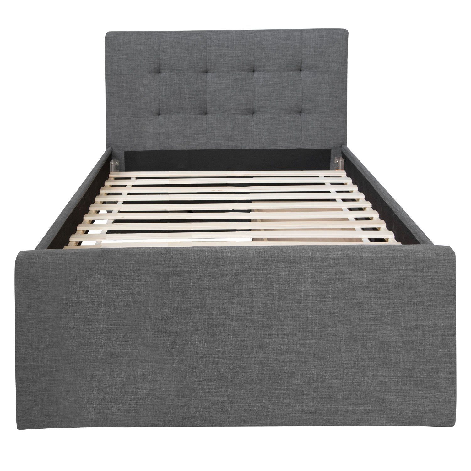 Homestyle4u Polsterbett Doppelbett Stoffbett Bettgestell mehrere Größen Lattenrost anthrazit