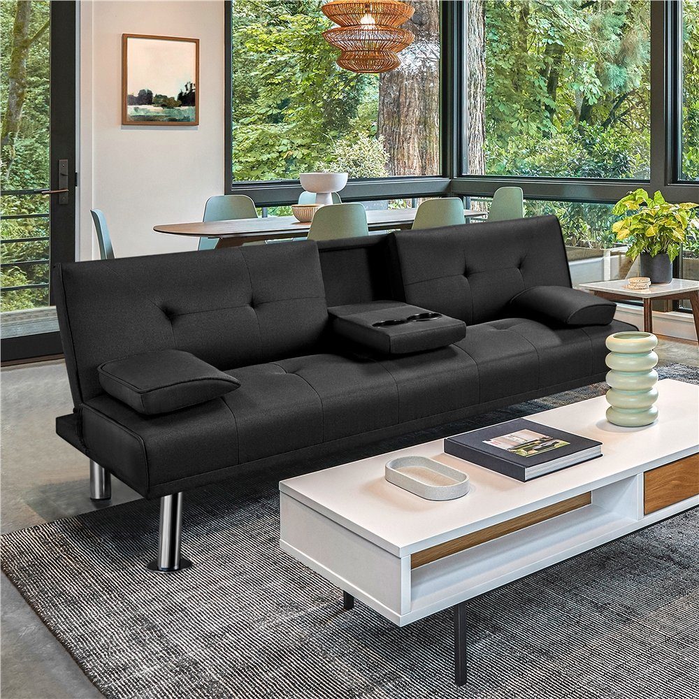 Yaheetech Schlafsofa Klappbares Couch Sofa mit Schlaffunktion Bettsofa, Liegefläche von 167 × 94 cm fürs Wohnzimmer/Schlafzimmer/Gästezimmer
