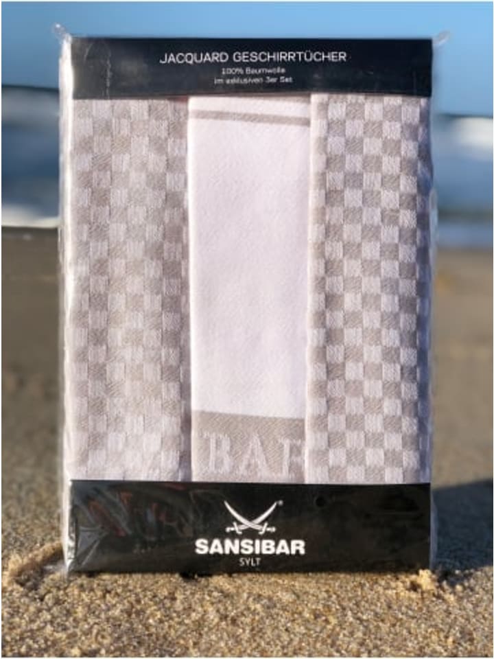 Sansibar 3-teiliges Set: Geschirrtuch Set in Hellgrau günstig kaufen 50x70 cm