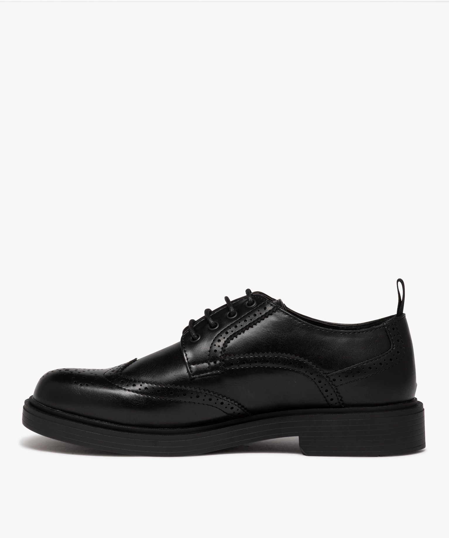 Derbies homme unis à bout fleuri noir | GEMO