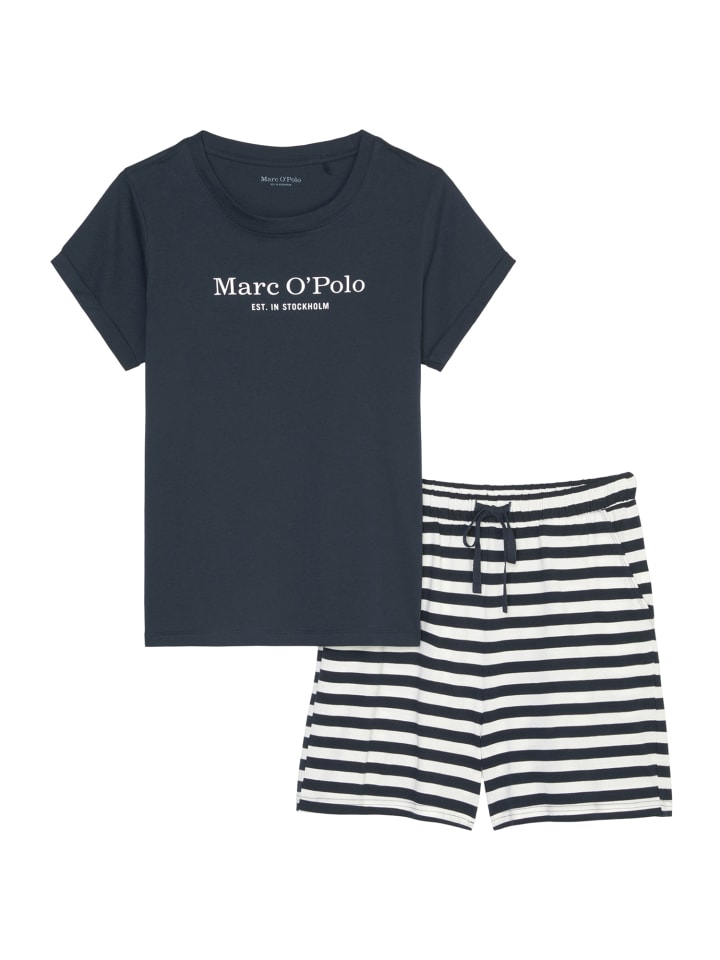 Marc O'Polo Pyjama Mix & Match Cotton in Blau-Weiss günstig kaufen