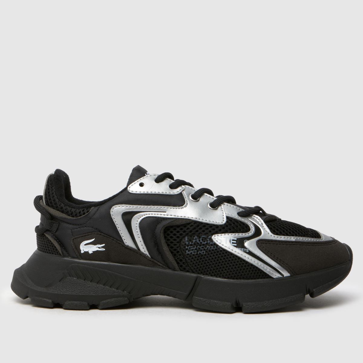 Lacoste svarta & silverfärgade l003 neo ungdomsskor