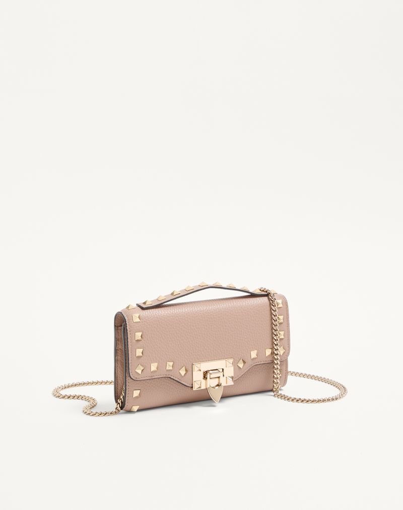Rockstud Chain Wallet in granaatkleurig kalfsleer