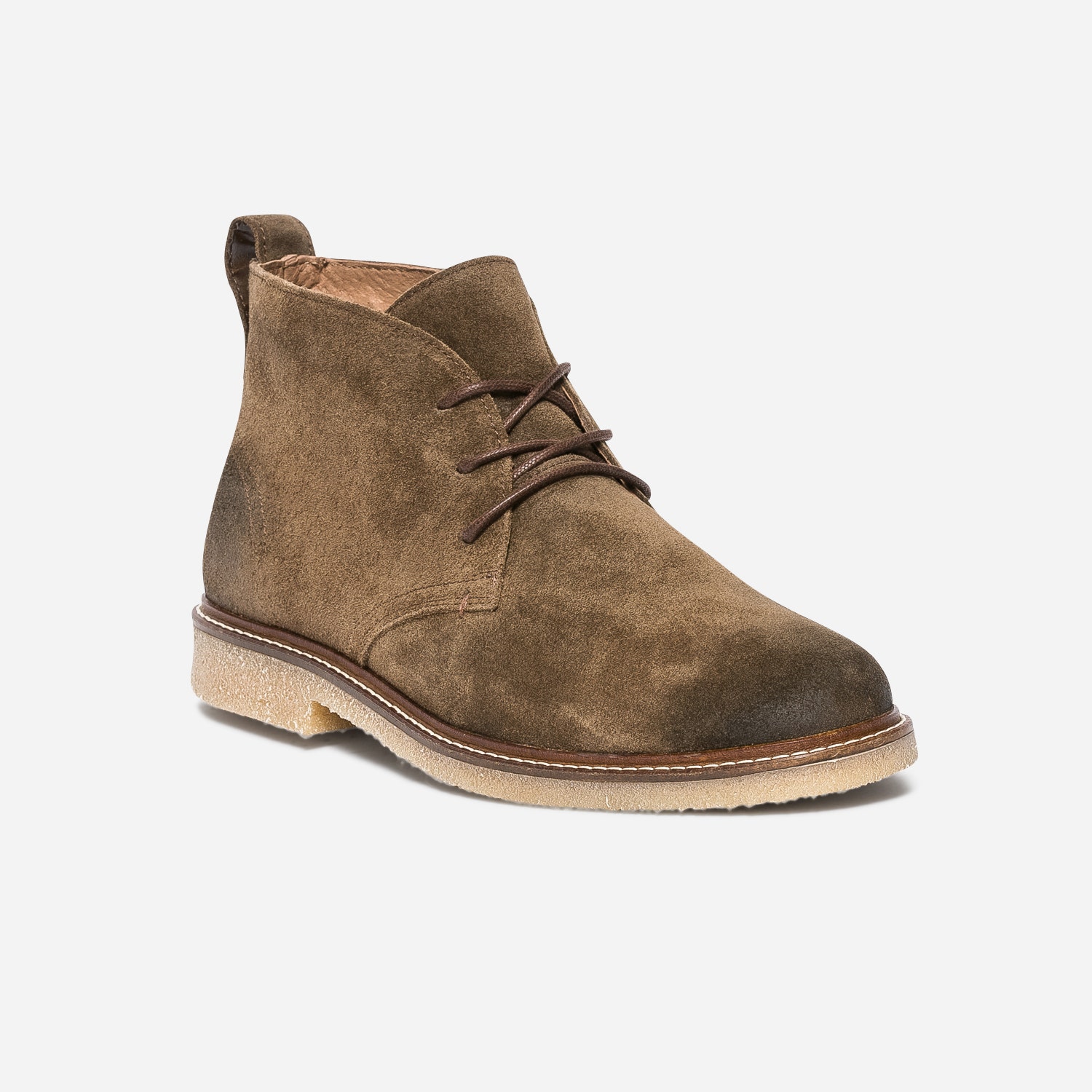 Desert boots taupe foncé éco-conçu en cuir velours