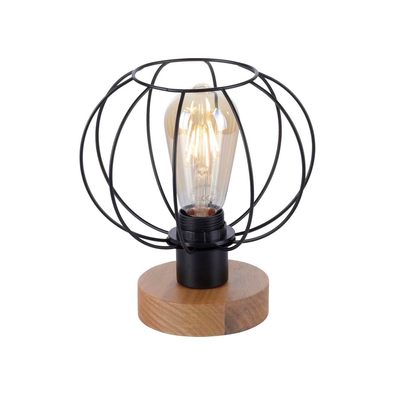 JUST LIGHT LeuchtenDirekt Tischleuchte KASKA, Holzdekor, 1xE27 max. 40 W, Innenleuchte, IP20