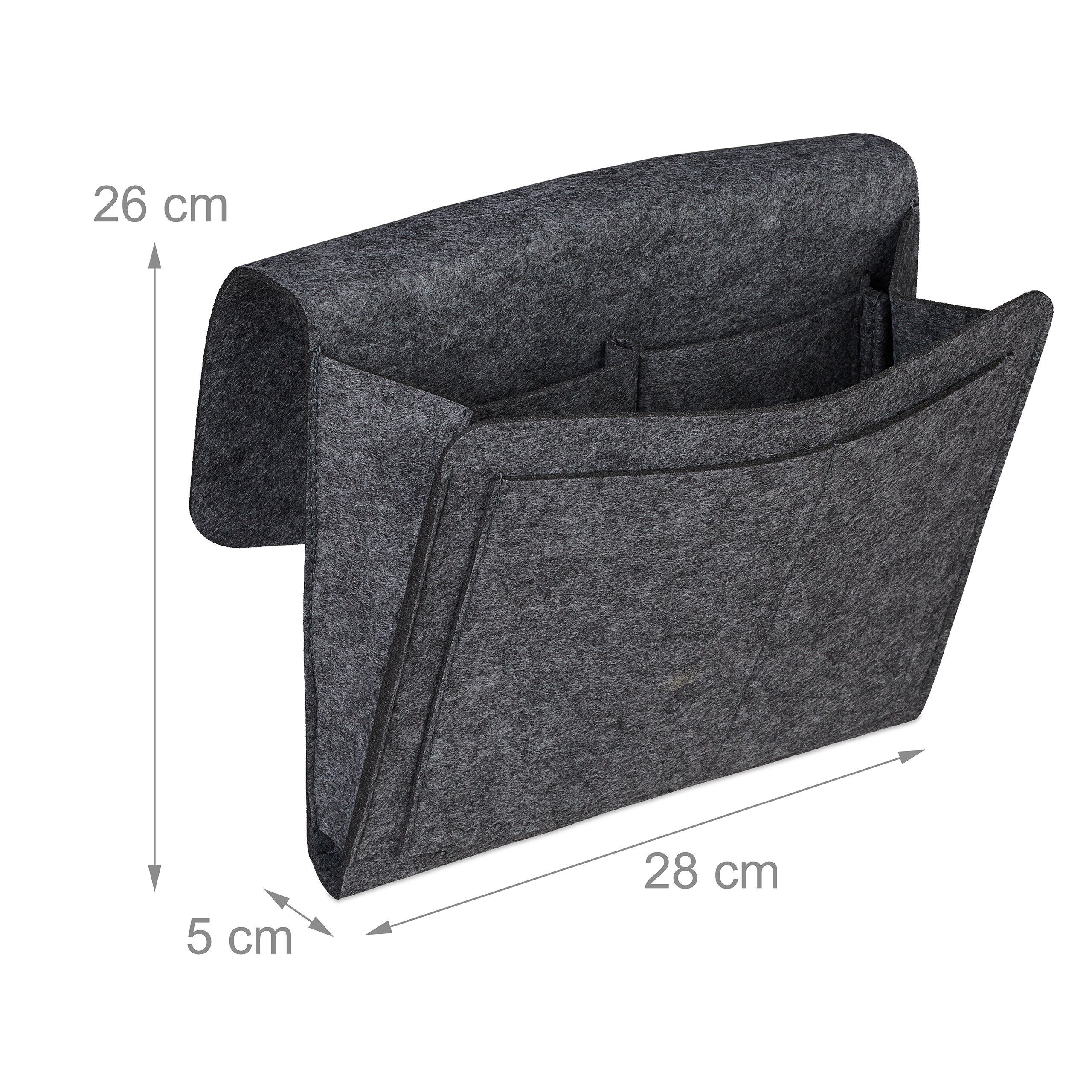 relaxdays Betttasche Betttasche aus Filz, Dunkelgrau