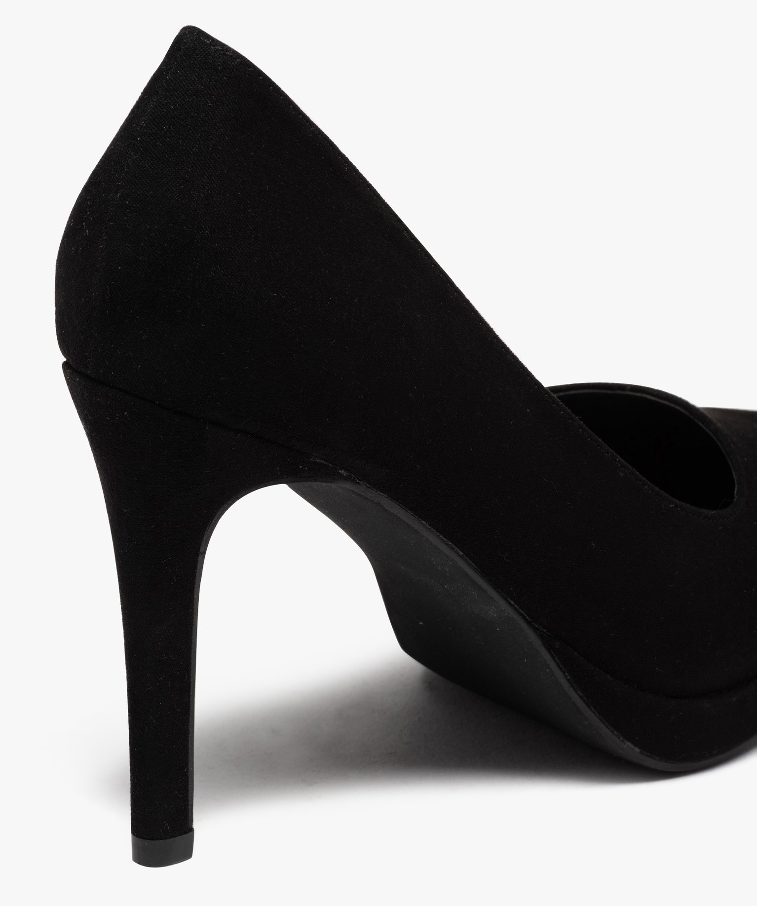 Escarpins femme unis à talon haut en suédine noir | GEMO