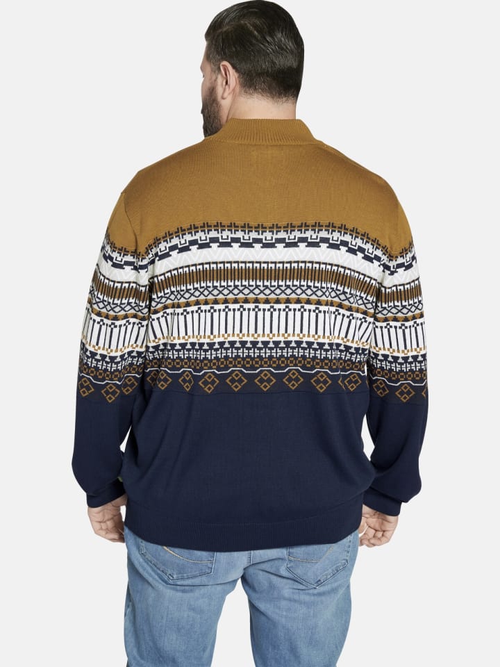 Charles Colby Pullover EARL SENAN in dunkelblau gemustert günstig kaufen