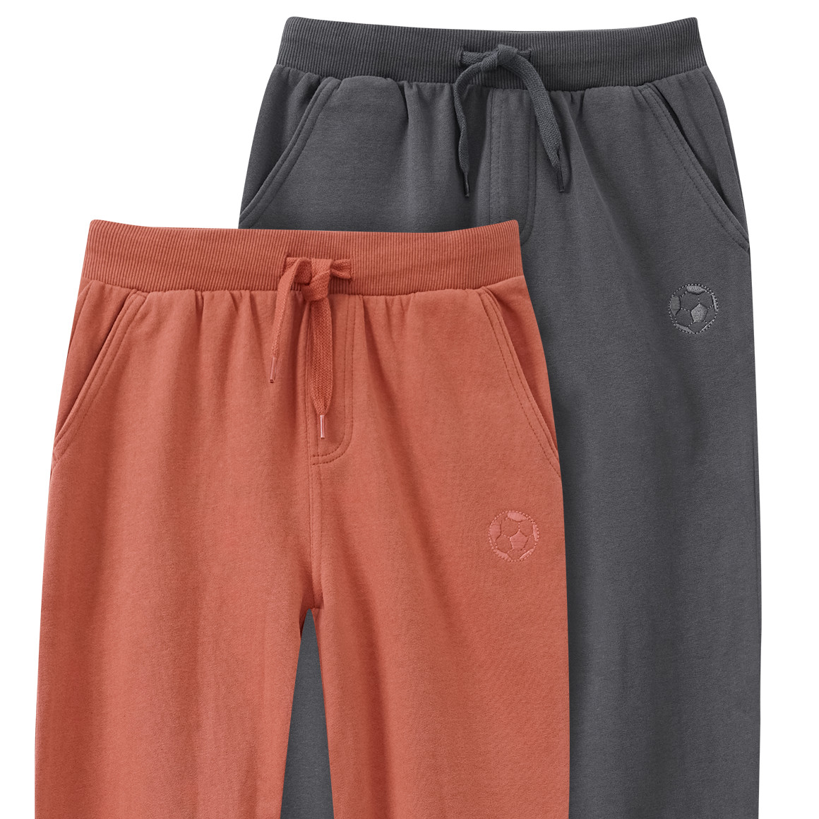 2 Jungen Jogginghosen mit Fußball-Stickerei