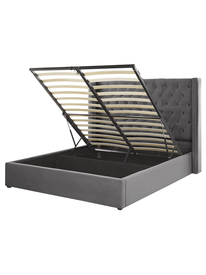 Beliani Doppelbett LUBBON in Grau/Silber - (W) 190 x (H) 144 x (L) 217 cm günstig kaufen onesize