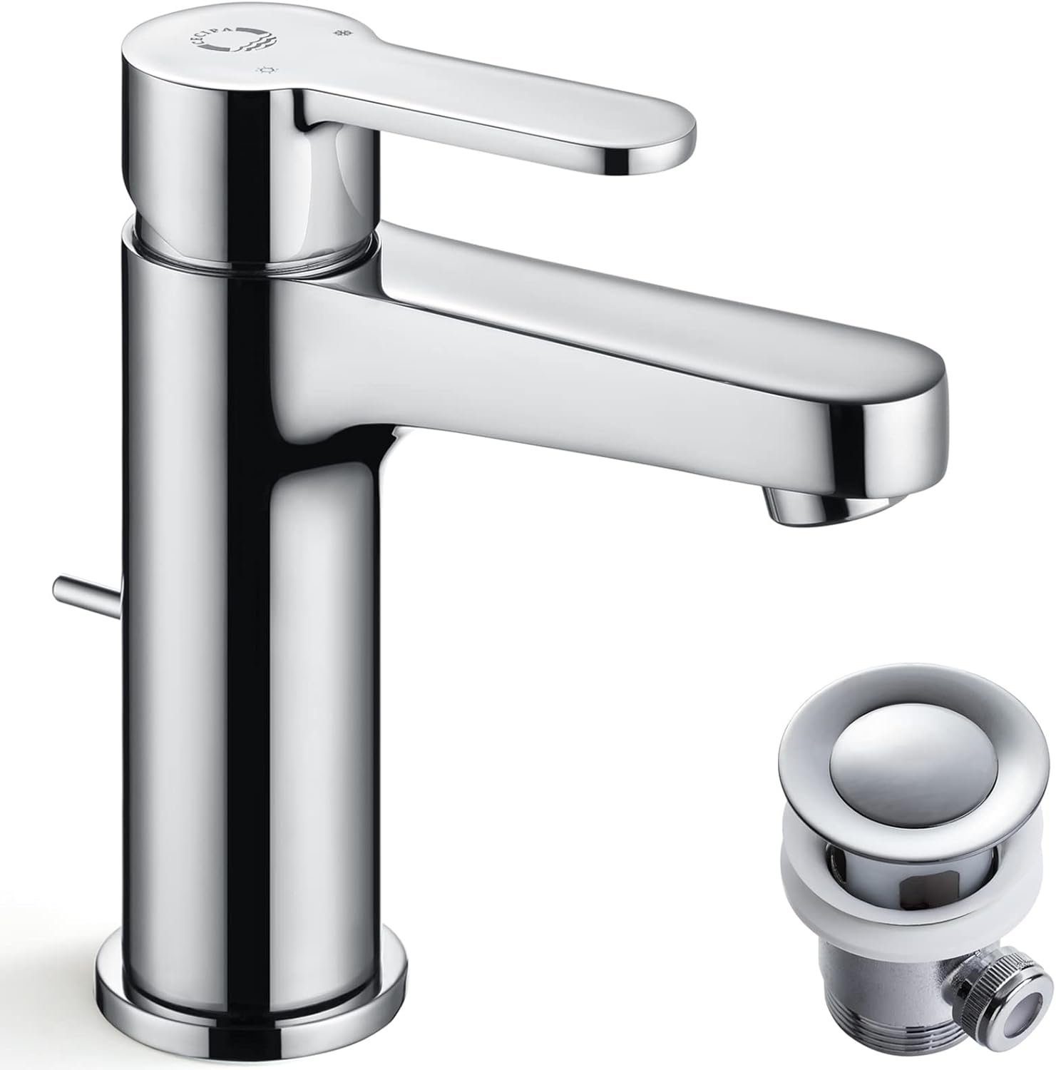 CECIPA Waschtischarmatur Wasserhahn Bad mit Zugstangen, Waschbecken Armaturen Höhe 112MM