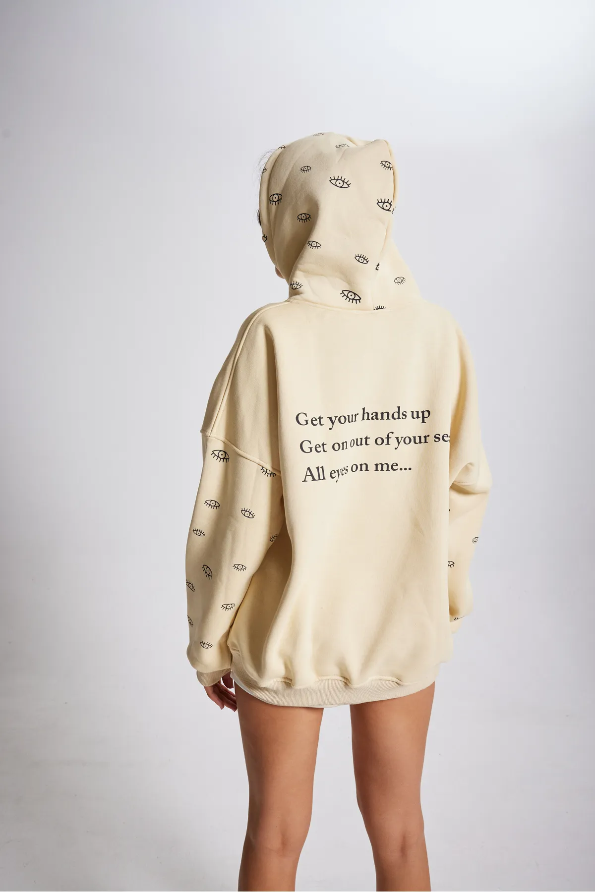 HOLLY LOLLY  Übergroße Kapuzen-Unisex-Augen-Sweatshirts Beige