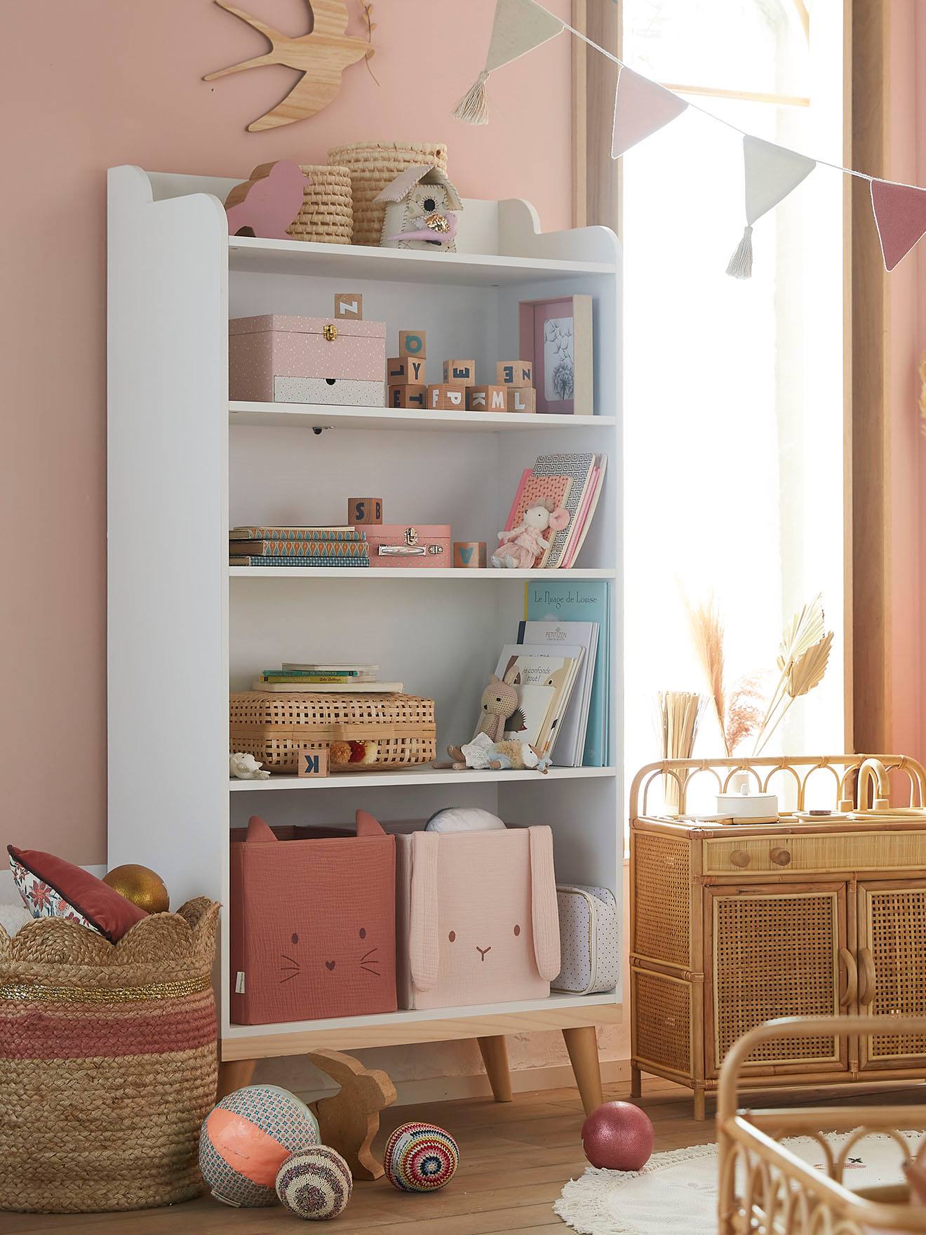 Vertbaudet Kinderzimmer Bücherregal ROMANCE - weiß/natur