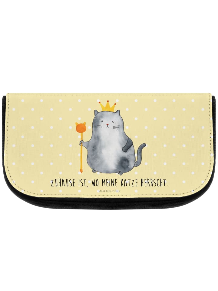 Mr. & Mrs. Panda Kosmetiktasche Katze König mit Spruch in Gelb Pastell günstig kaufen onesize