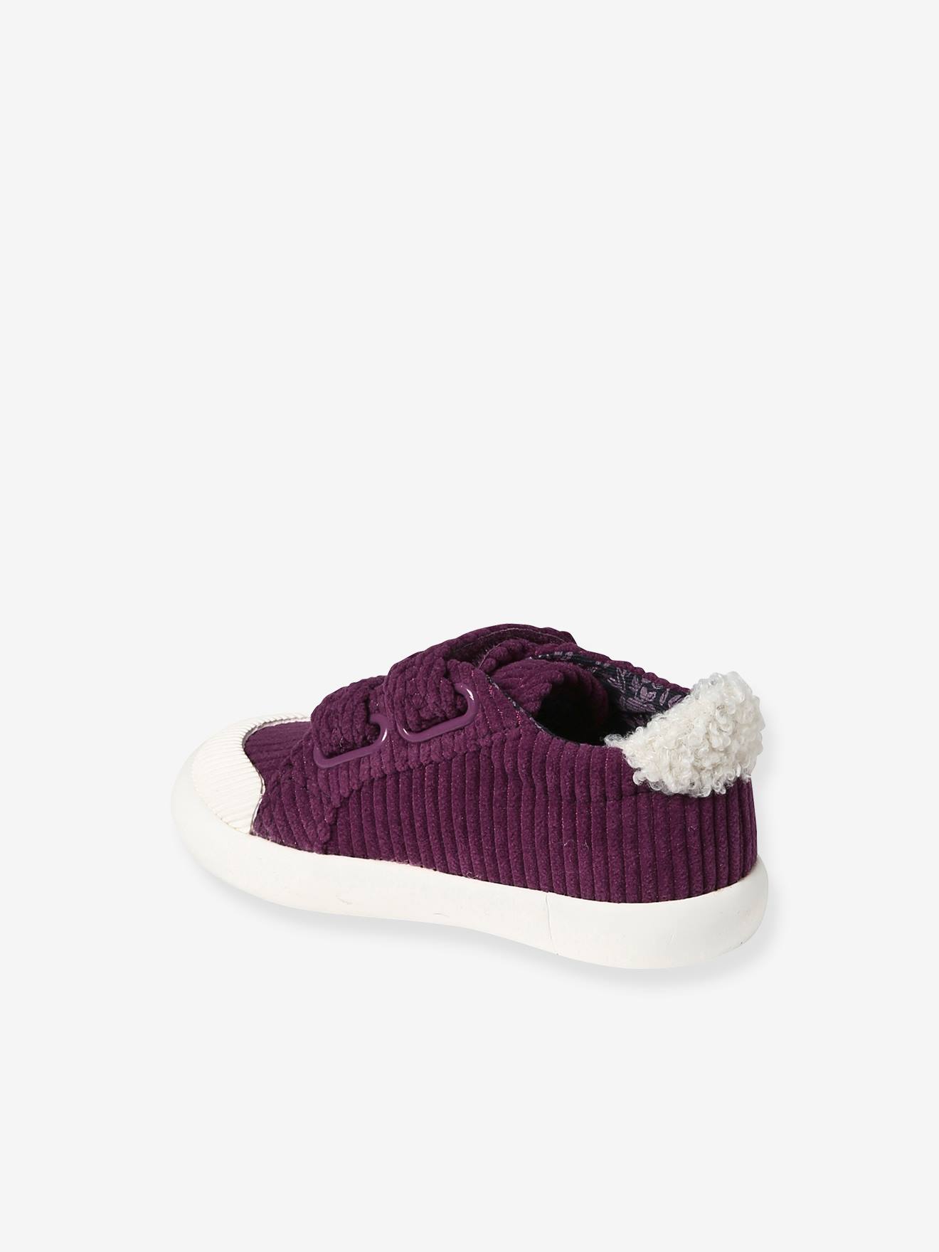 Vertbaudet Baby Klett-Sneakers aus Cord - himbeer