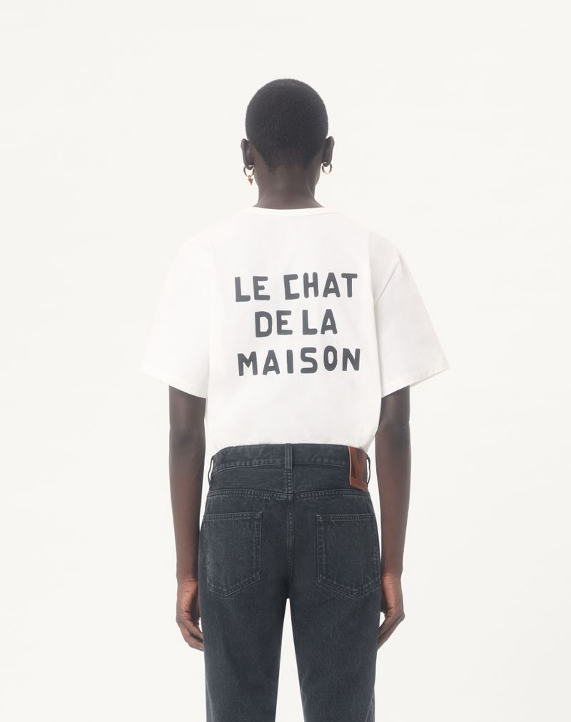 Valentino Bomuld T-Shirt med Le Chat De La Maison Print