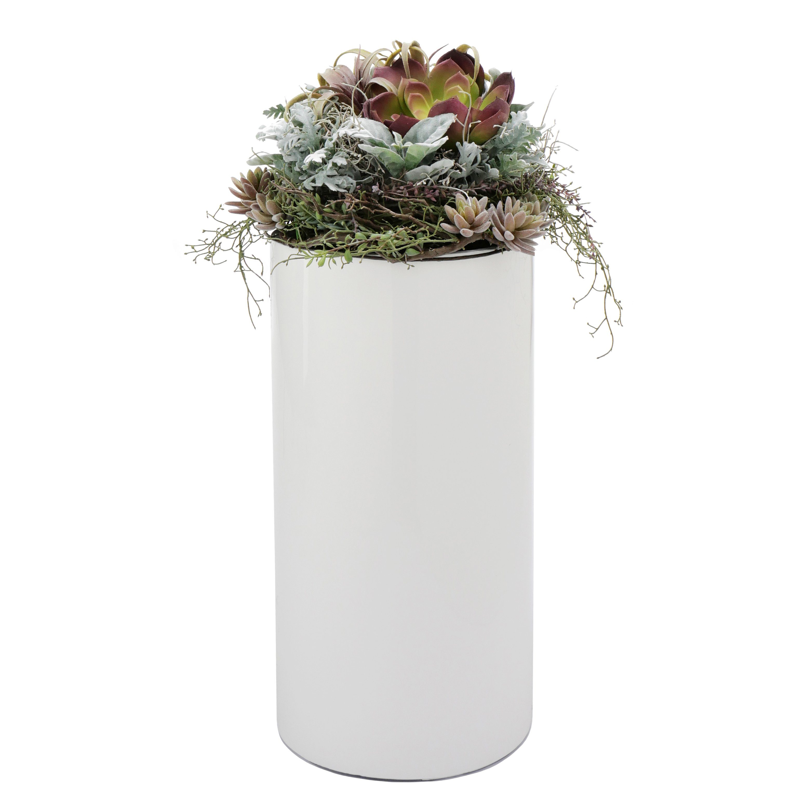 Flingora Bodenvase Tory, mit Einsatz - Fiberglas - Indoor & Outdoor - Weiß - Höhe 60 cm