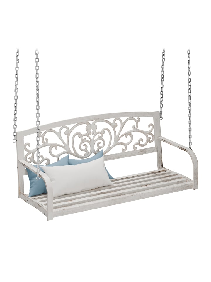 relaxdays Hängebank in Weiß/ Bronze - (B)133 x (H)190 x (T)55 cm günstig kaufen onesize