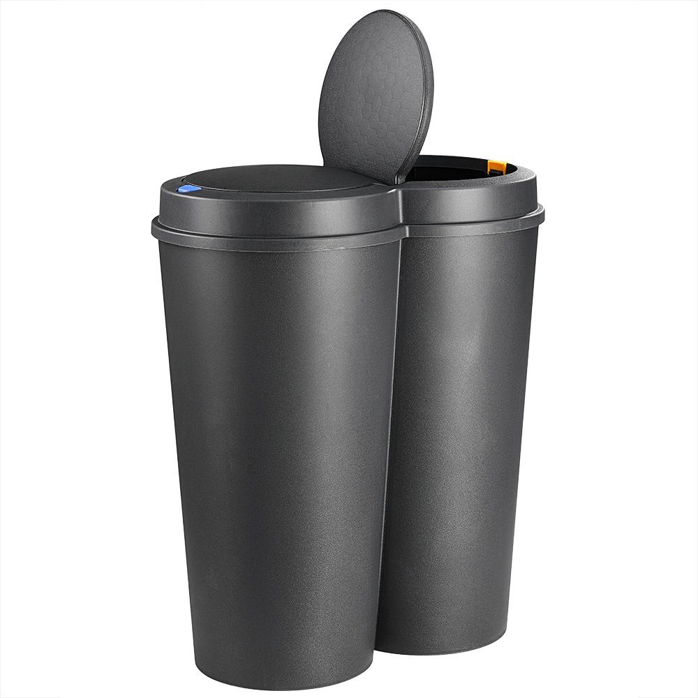 Deuba Mülleimer Duo Bin, 50 L 2fach Trennsystem 2x25 L Küche Abfalleimer Müllbehälter