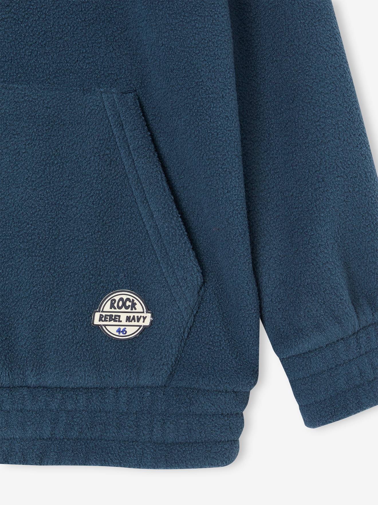 Sweat à capuche en maille polaire garçon bleu nuit