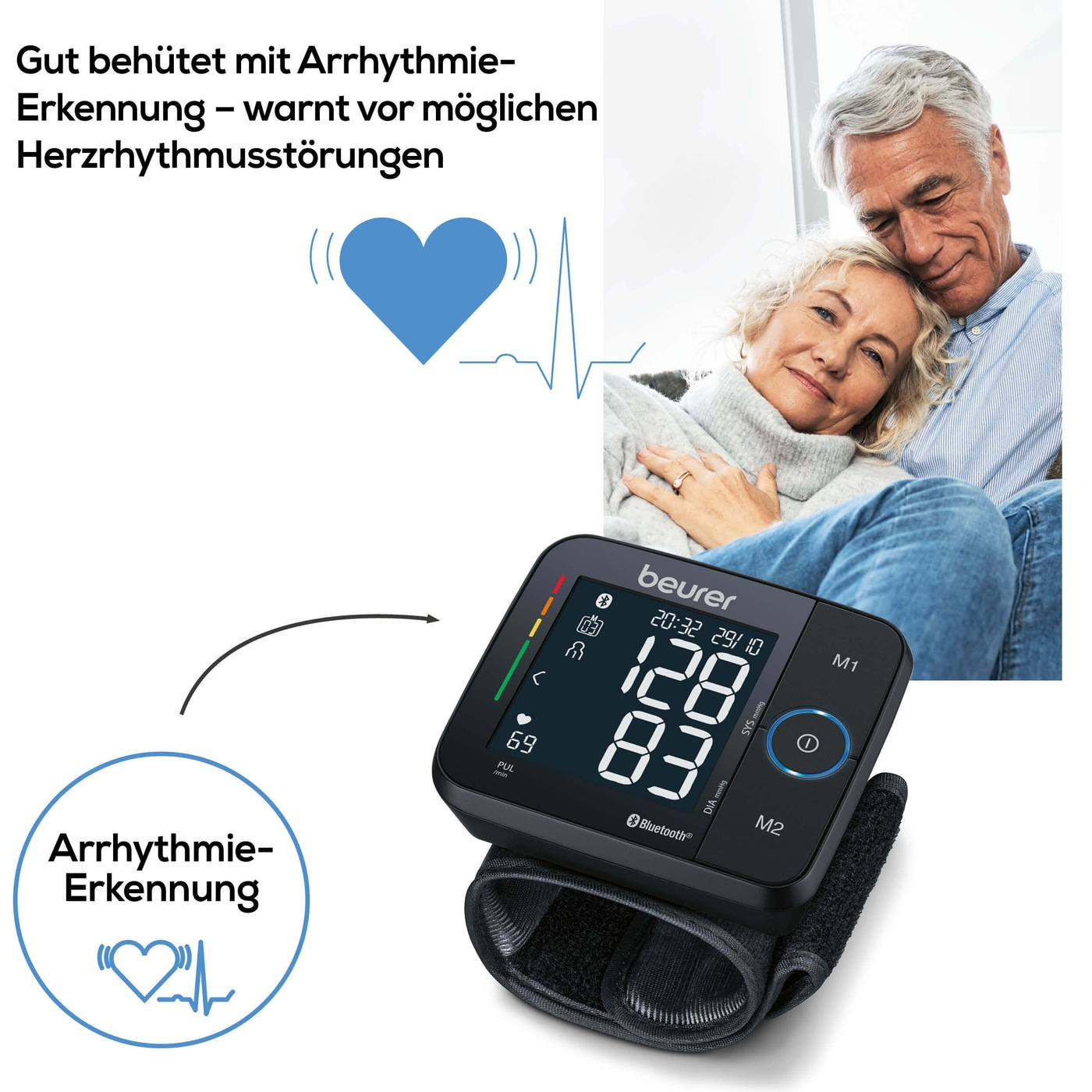 Beurer Handgelenk-Blutdruckmessgerät BC 54 <i>Bluetooth</i>®-Handgelenk-Blutdruckmessgerät mit App & Inflation Technology