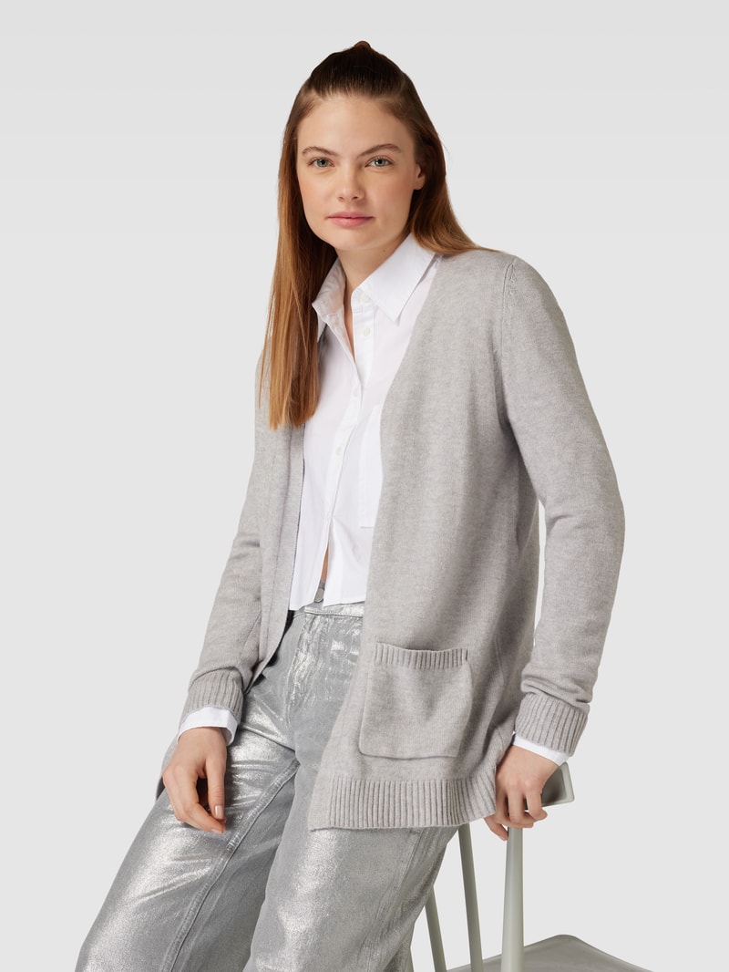 Cardigan mit aufgesetzten Taschen Modell 'LESLY' in hellgrau melange