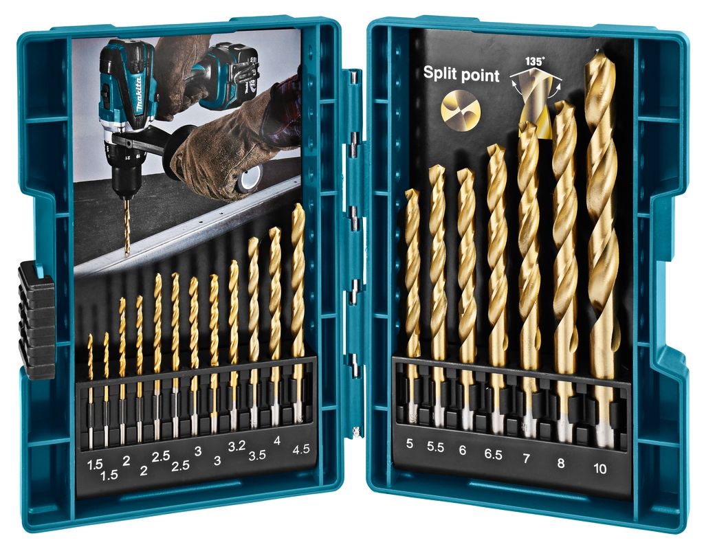 Zestaw wierteł do metalu HSS-TiN Makita Accessories D-67527, 19 elementów
