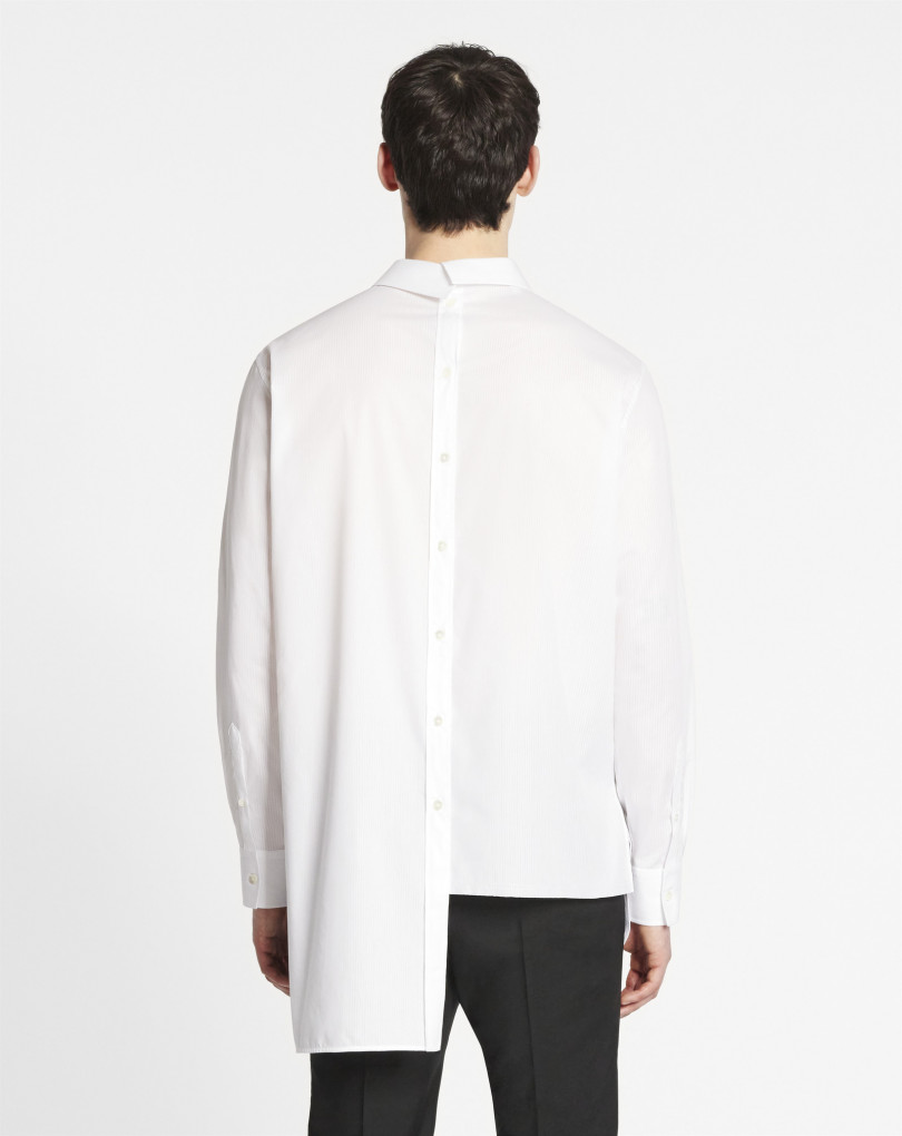 CHEMISE ASYMÉTRIQUE A BANDES TON SUR TON