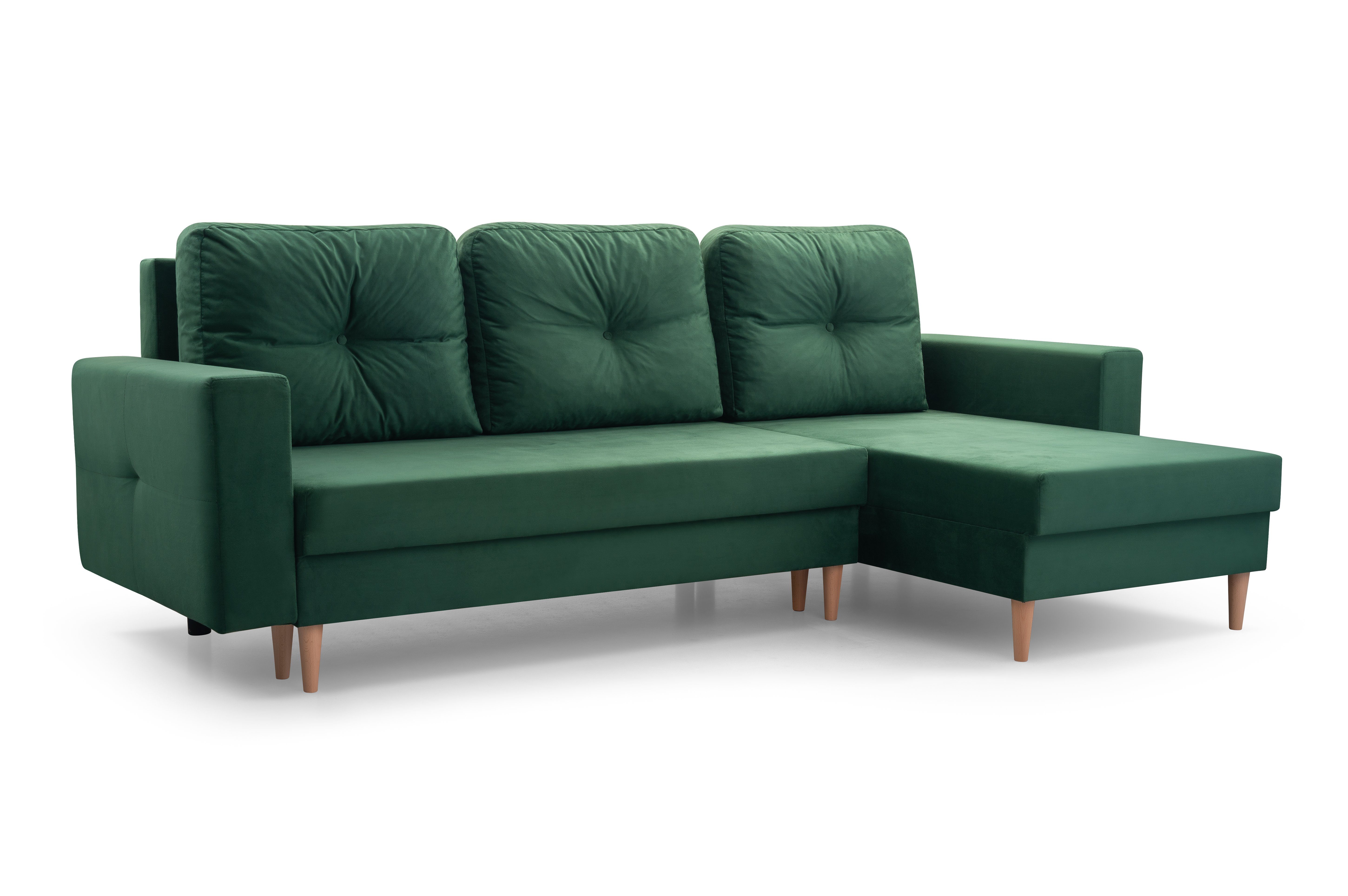 MOEBLO Ecksofa Carl, Ottomane Links als auch rechts montierbar Couch für Wohnzimmer, Schlafsofa Sofagarnitur Sofa Eckcouch L-Form Wohnlandschaft, mit Bettkasten und Schlaffunktion