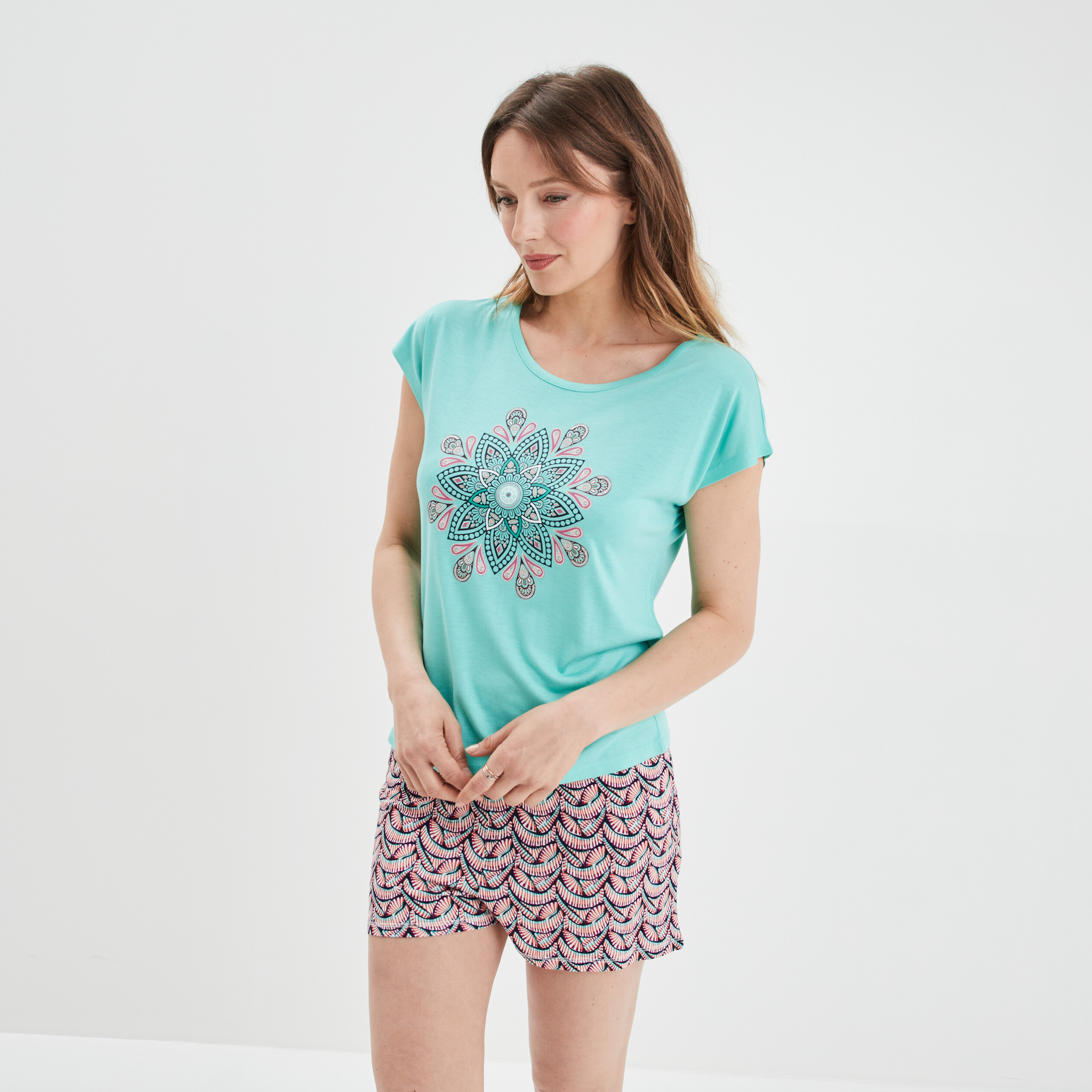 Ensemble pyjama 2 pièces short bleu marine femme | La Halle