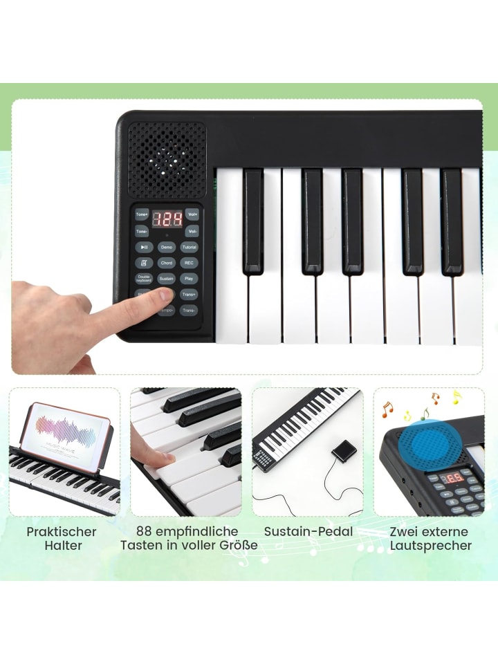 COSTWAY 88 Tastatur digitale Keyboard in Schwarz günstig kaufen onesize