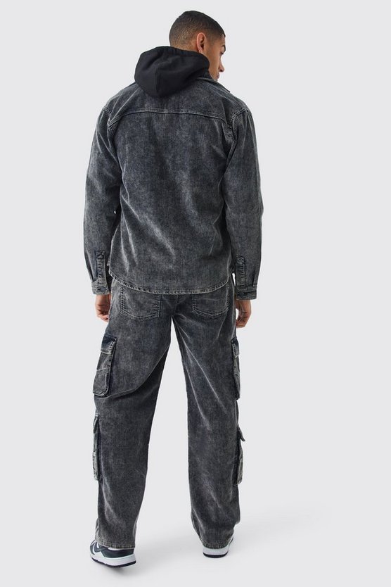Cord-Overshirt mit Acid-Waschung