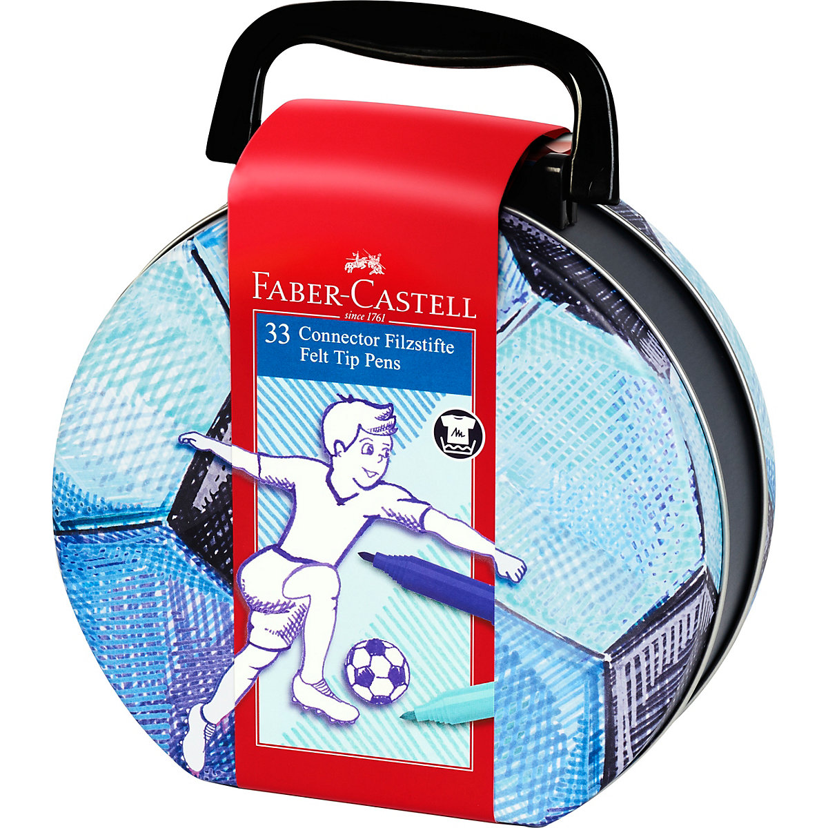 CONNECTOR Filzstifte Fußballkoffer, 33-tlg.