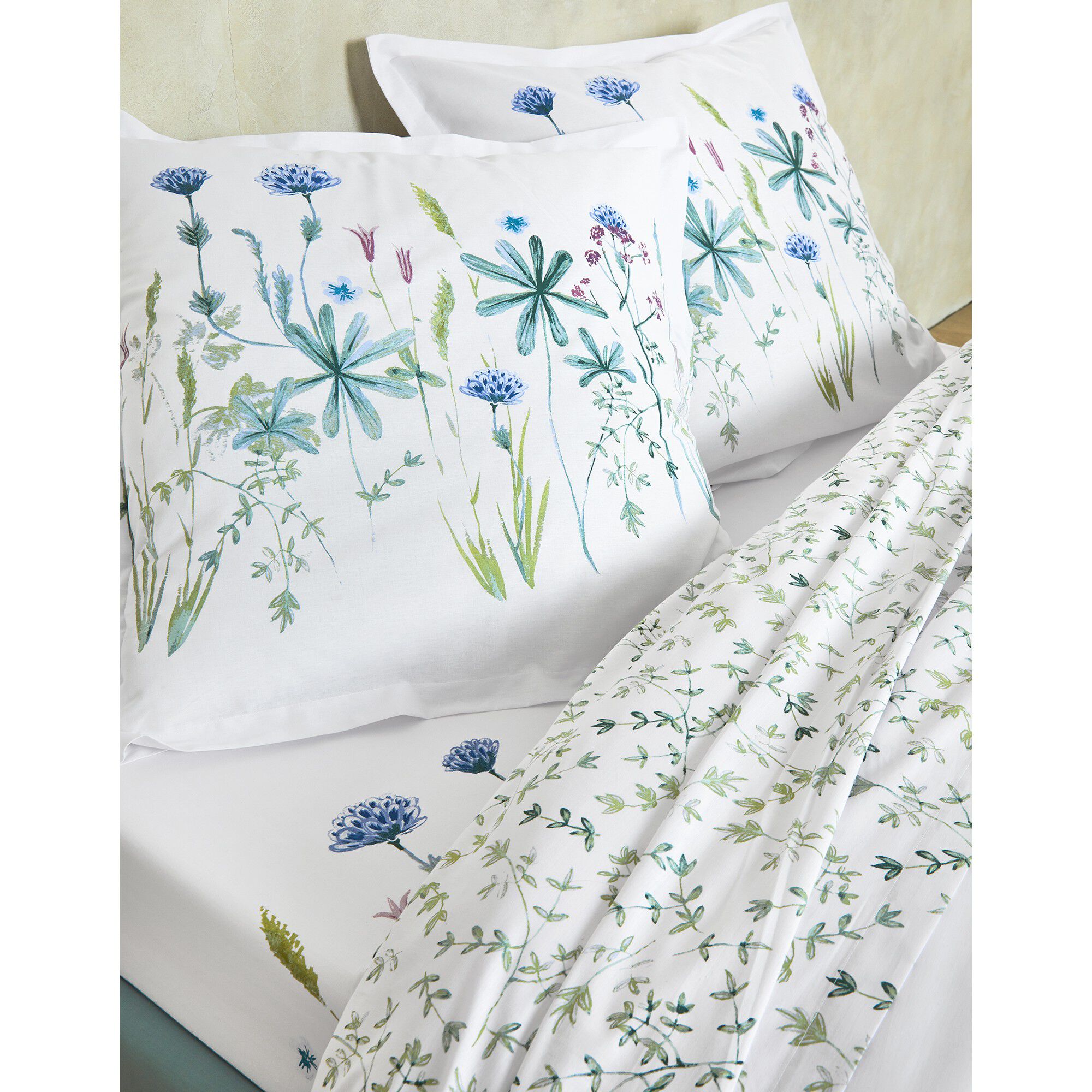 Linge de lit Julie en coton imprimé herbier