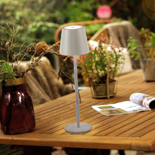 LED-Akku-Tischleuchte Buria, 2er Set, greige