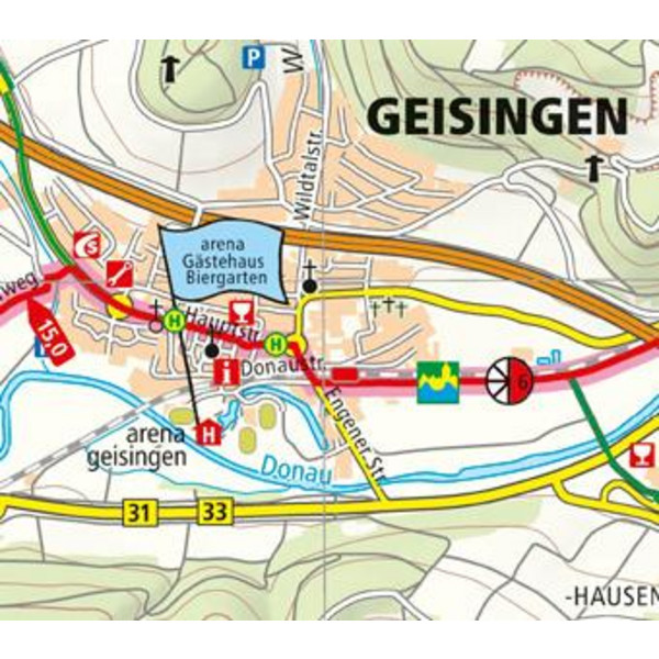 Radtourenkarte Donau-Radweg 01. Donaueschingen - Passau 1 : 50 000 - Fahrradkarte