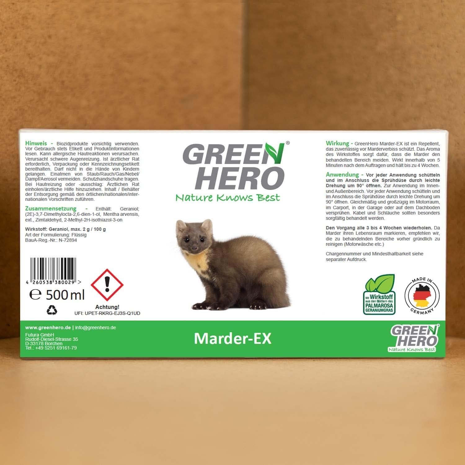 GreenHero Marderspray Marder-EX Marderabwehr, 500 ml