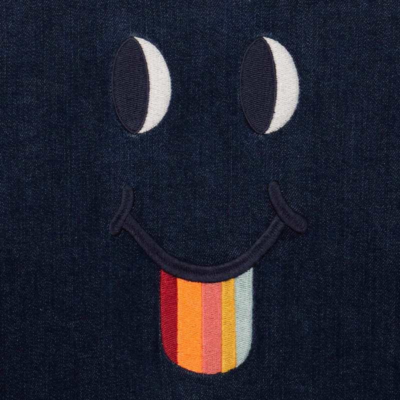 Veste en jean bébé brodée sourire bleu Catimini