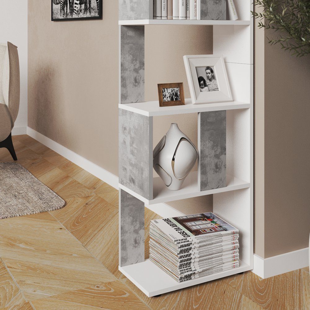Vicco Raumteiler Bücherregal Standregal Klein Weiß Beton