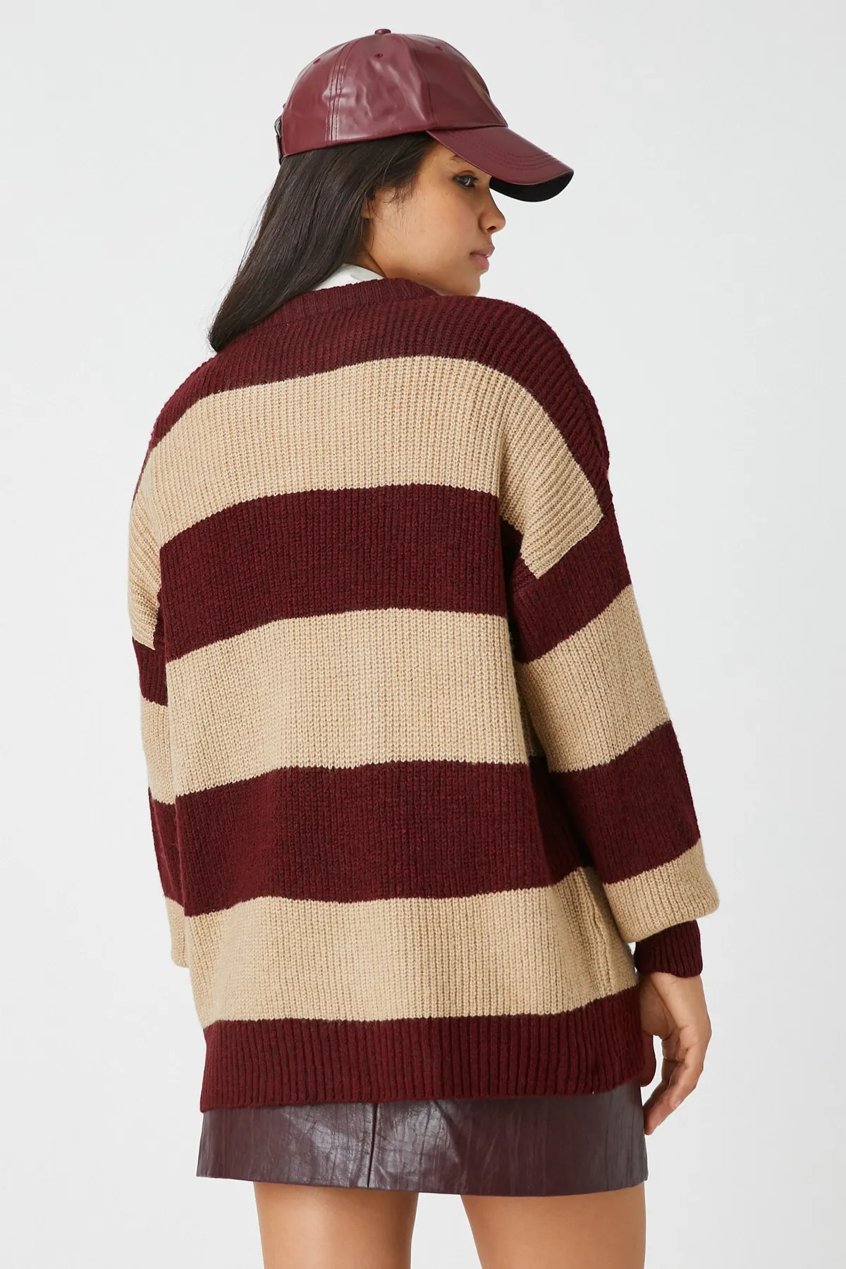 Koton  Beige gestreifter Damenpullover 3WAL90081HT