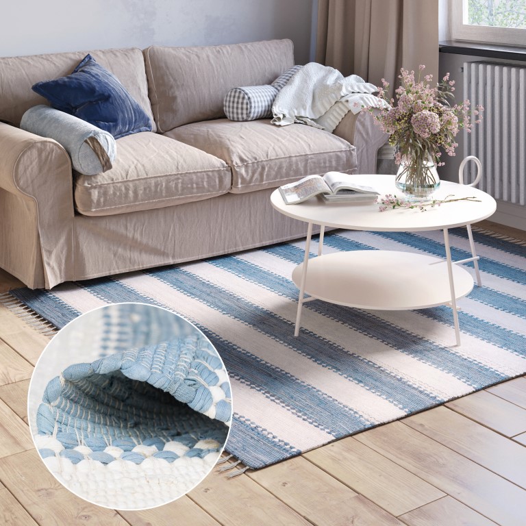 MyFlair Teppich Zendo 170cm x 120cm, Farbe Hellblau, rechteck
