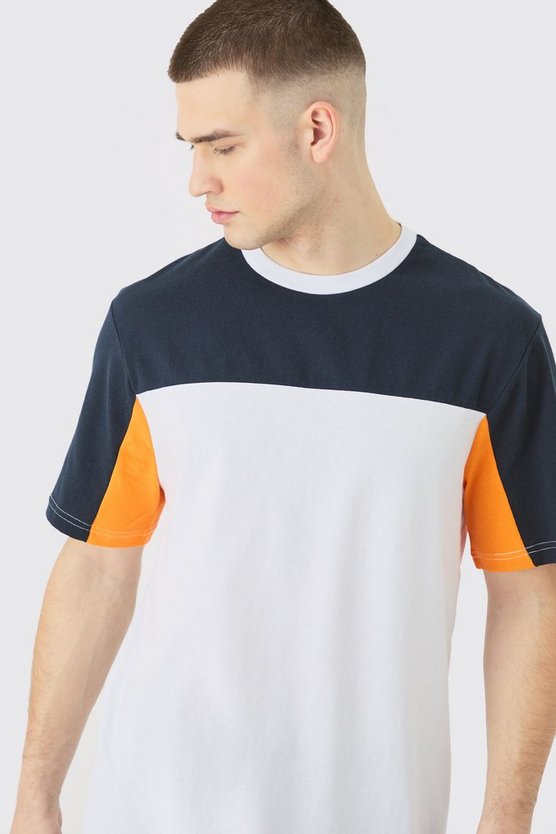 Tall dunkelblaues Colorblock T-Shirt