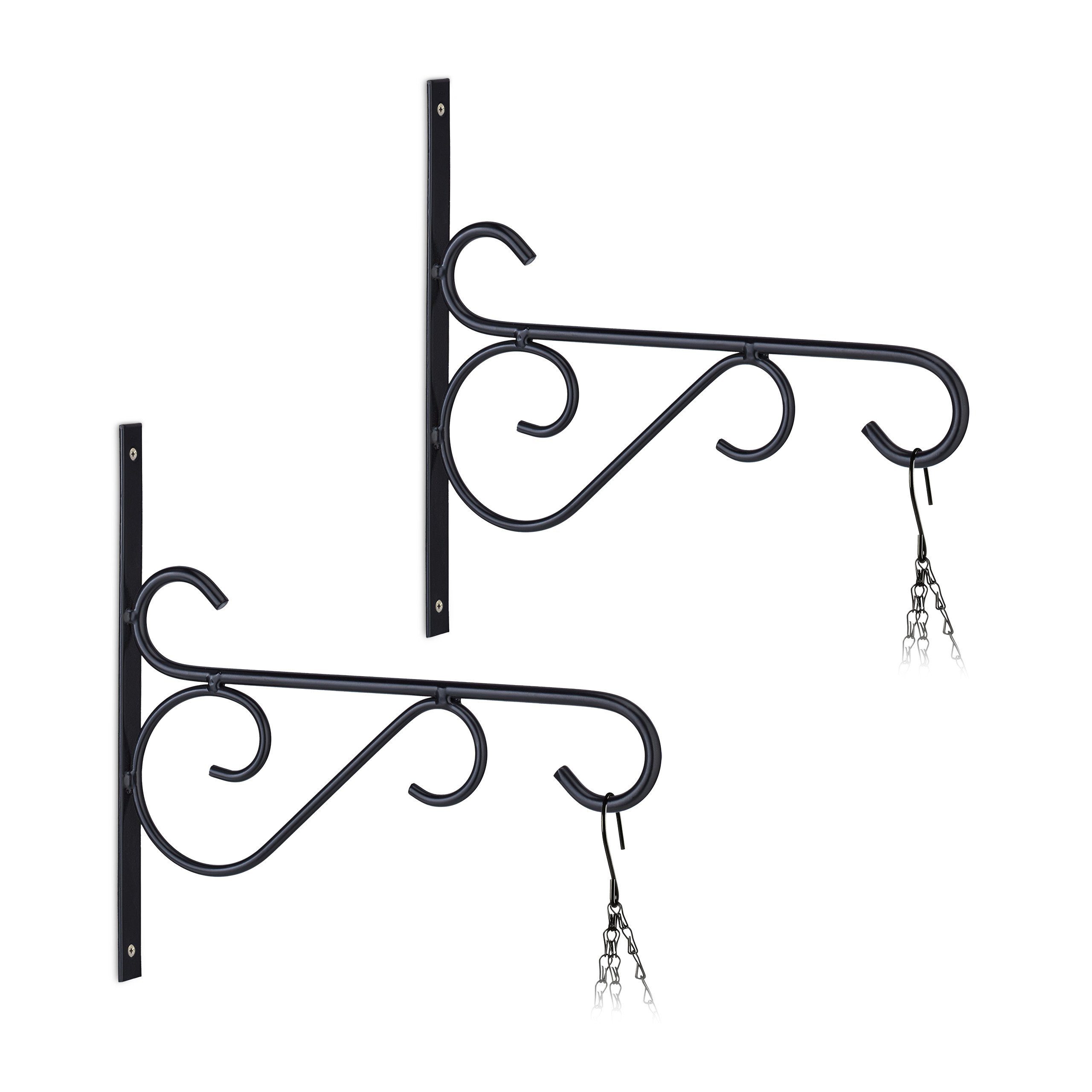 relaxdays Wandhaken 2er Set Blumenampel Halterung