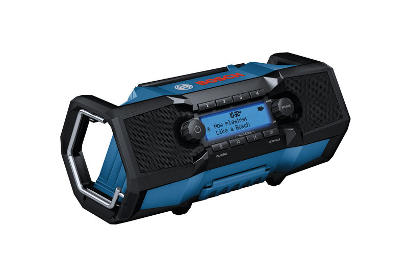„Bosch Blue 06014A3300 GPB18V-3SC“ akumuliatorinis radijo imtuvas be akumuliatoriaus ir įkroviklio dėžutėje