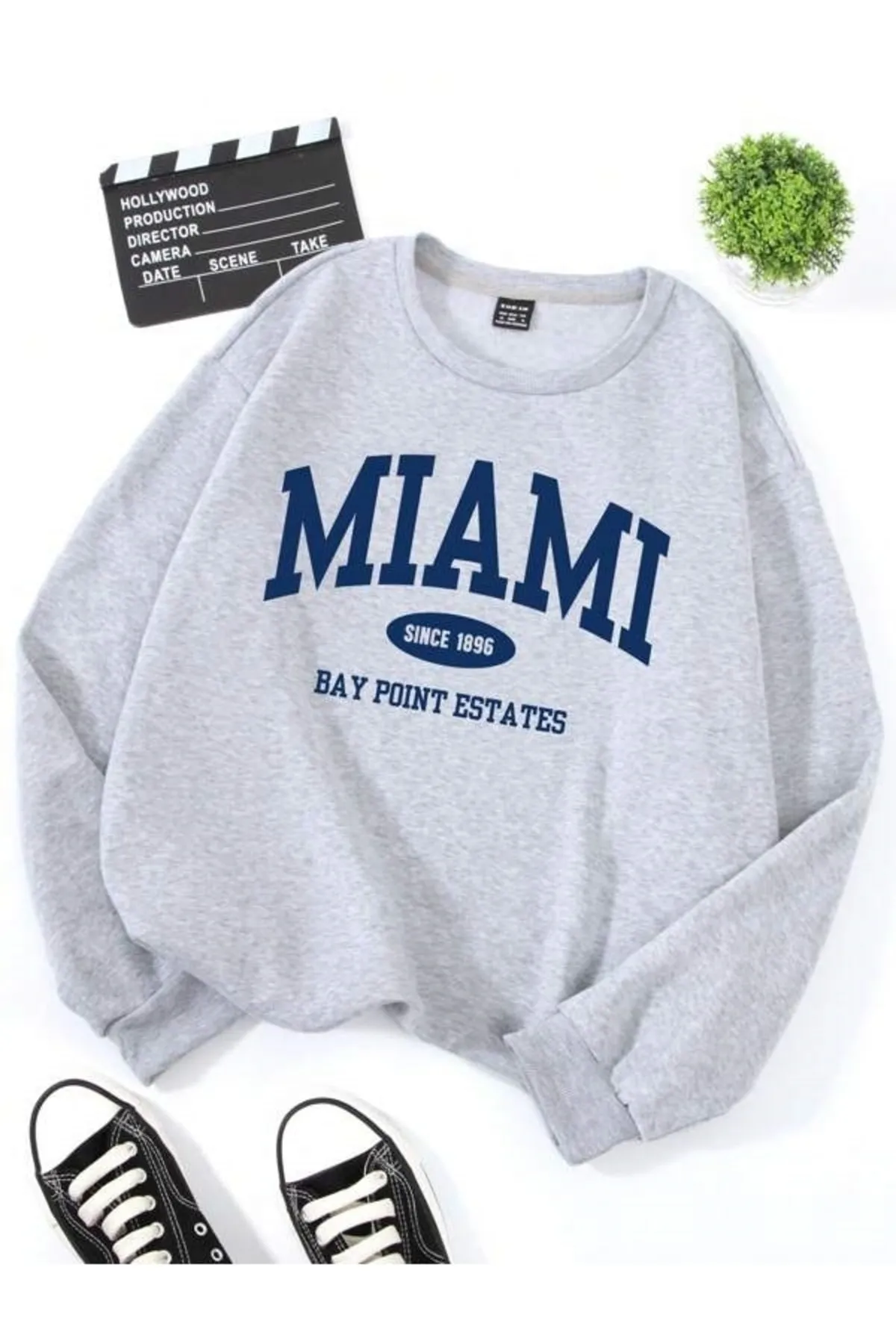 MOONBULL  Graues Unisex-Sweatshirt mit Miami-Aufdruck
