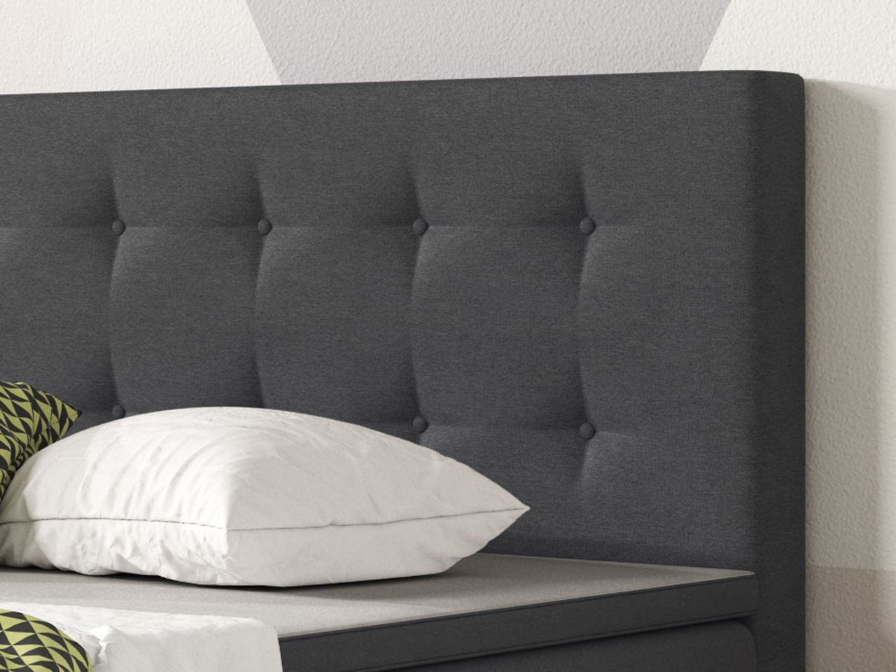 IHG Boxspringbett Köln 140x200 Webstoff Anthrazit