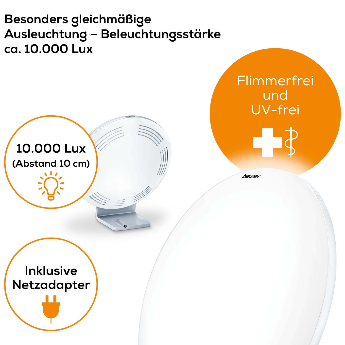 Beurer Tageslichtlampe TL 70-Formschöne Tageslichtlampe für mehr Wohlbefinden mit 10 Helligkeitsstufen