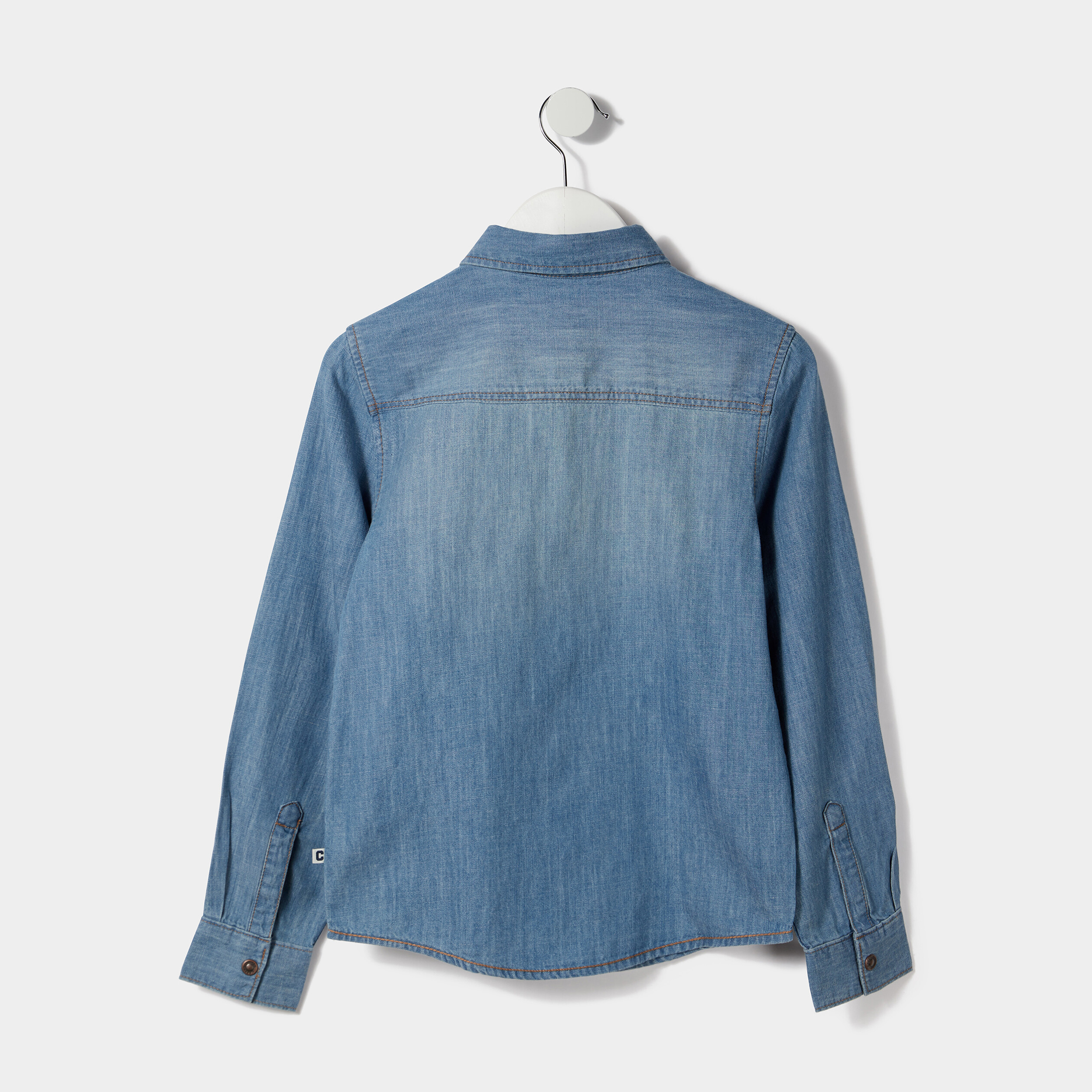 Chemise manches longues en jean Creeks denim double stone garçon | La Halle