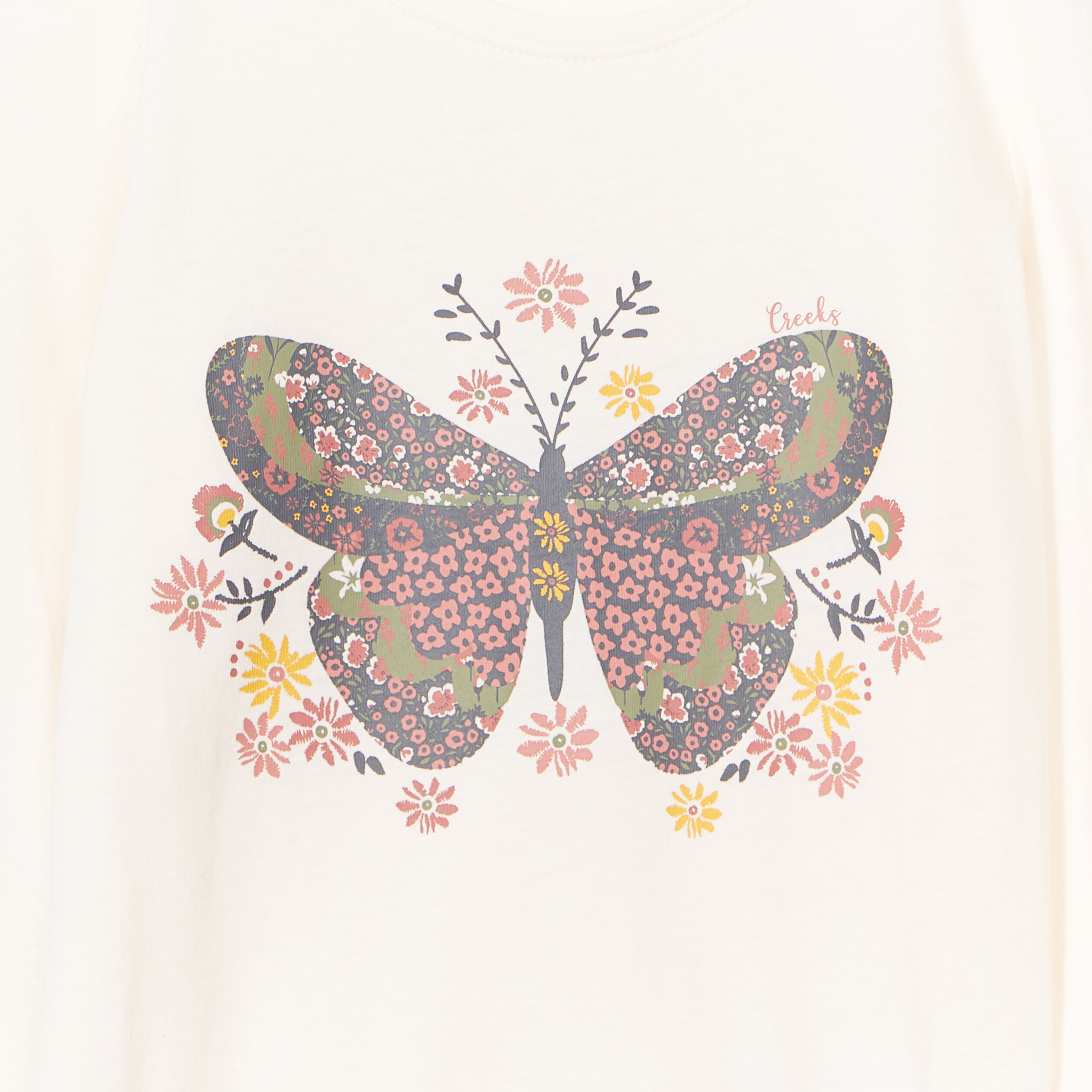T-shirt bas et poignets smockés Creeks creme fille | La Halle